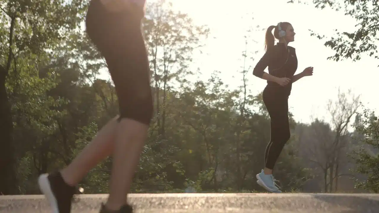 Woman Weightlifting Jogging Park