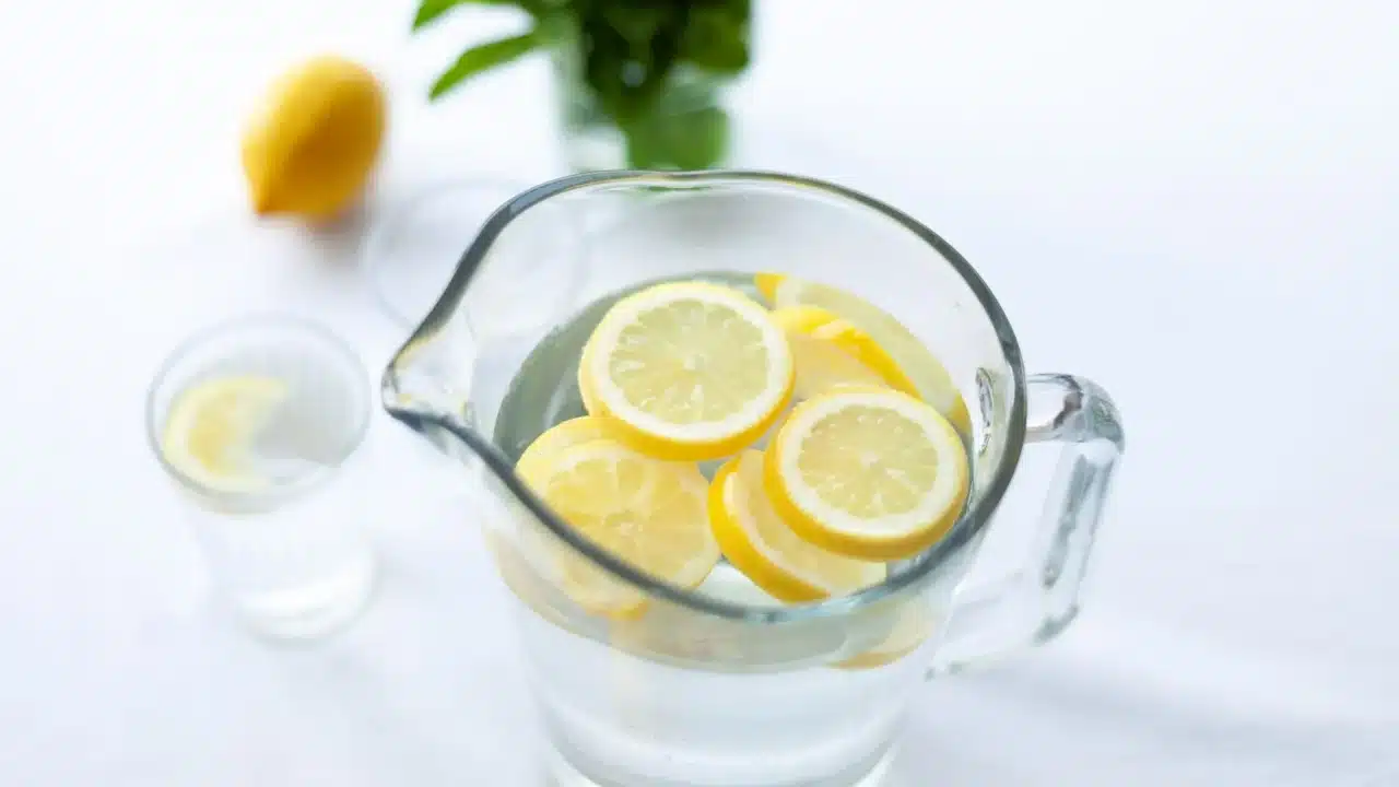 drinking water fresh fruit