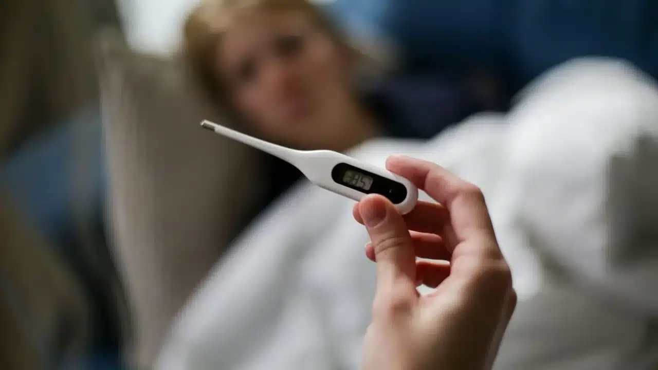 Penanganan Flu di Rumah: Panduan Efektif Cepat Sembuh 1 sick person thermometer
